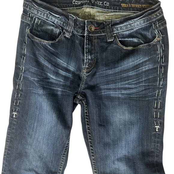 Cowgirl Tuff Bronc Dark Wash Y2K Midrise 32x33 Boot Cut Western Jean 32x33 - Picture 4 of 15